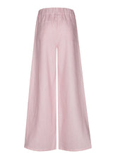 SOFT PINK ELASTICATED WAIST LINEN PALAZZO TROUSERS
