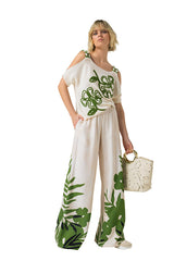 BOTANICAL PRINT PALAZZO TROUSERS