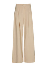 PLEAT DETAIL WIDE-LEG TROUSERS