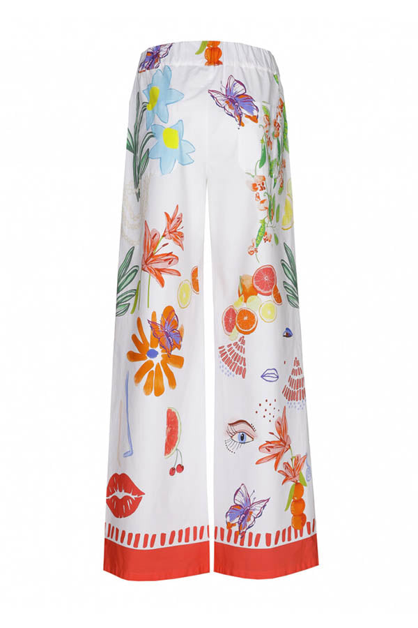 PRINTED POPLIN TROUSERS