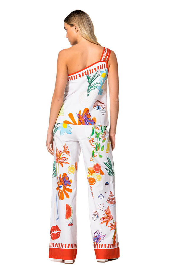 PRINTED POPLIN TROUSERS