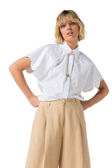 SLEEVE EFFECT COTTON BLOUSE