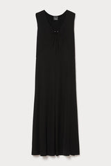 ACCESO V?NECKLINE SLEEVELESS BLACK MAXI DRESS