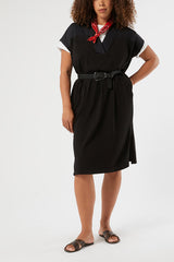 ALGA JERSEY AND POPLIN DRESS