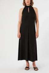 LIMOSA BLACK LONG INTERLOCK JERSEY DRESS