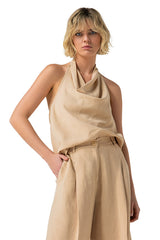 COLLAR EFFECT HALTER NECK TOP