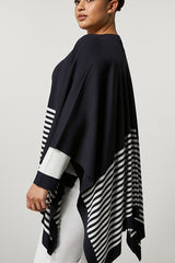 PAGANO NAVY BLUE STRIPED VISCOSE CAPE