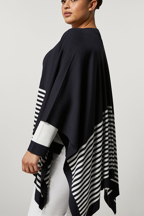 PAGANO NAVY BLUE STRIPED VISCOSE CAPE