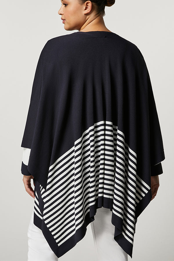 PAGANO NAVY BLUE STRIPED VISCOSE CAPE