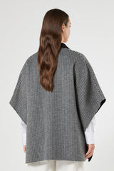 OMBRA BLACK GREY DOUBLE WOOL-BLEND CAPE