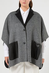 OMBRA BLACK GREY DOUBLE WOOL-BLEND CAPE