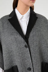 OMBRA BLACK GREY DOUBLE WOOL-BLEND CAPE