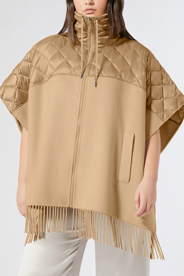 OFRIDI BEIGE DOUBLE-FACED WOOL-BLEND CAPE