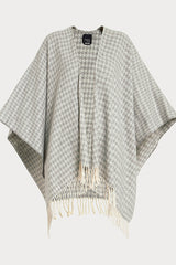 CARONTE GREY YARN-DYED FABRIC PONCHO