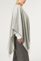 CARONTE GREY YARN-DYED FABRIC PONCHO