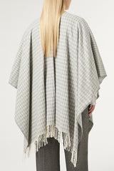 CARONTE GREY YARN-DYED FABRIC PONCHO