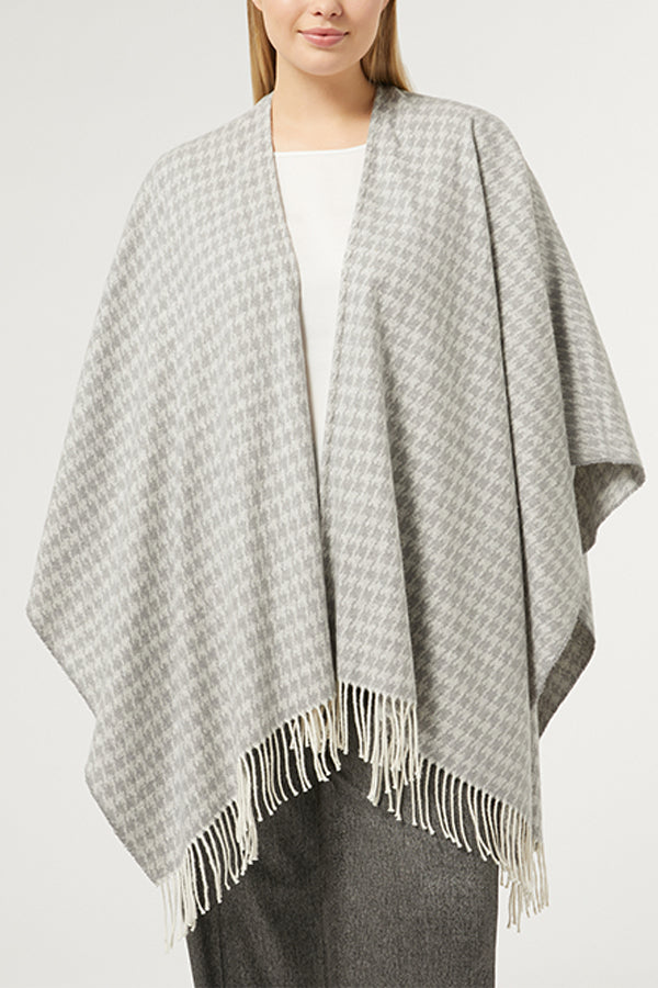 CARONTE GREY YARN-DYED FABRIC PONCHO