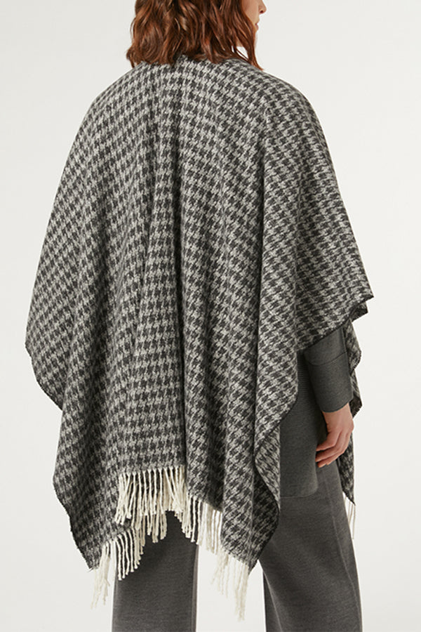 CARONTE BLACK YARN-DYED FABRIC PONCHO