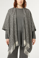 CARONTE BLACK YARN-DYED FABRIC PONCHO