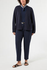 GRADI BLUE STRETCH SCUBA CREPE FABRIC CIGARETTE TROUSERS