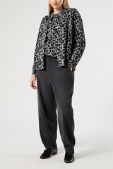 OVATTE GREY DENIM FLEECE BAGGY TROUSERS