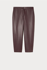 OCCHIO BROWN COATED JERSEY TROUSERS