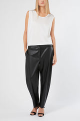 OCCHIO BLACK COATED JERSEY TROUSERS