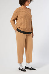 FARO CAMEL SCUBA JERSEY CROPPED TROUSERS