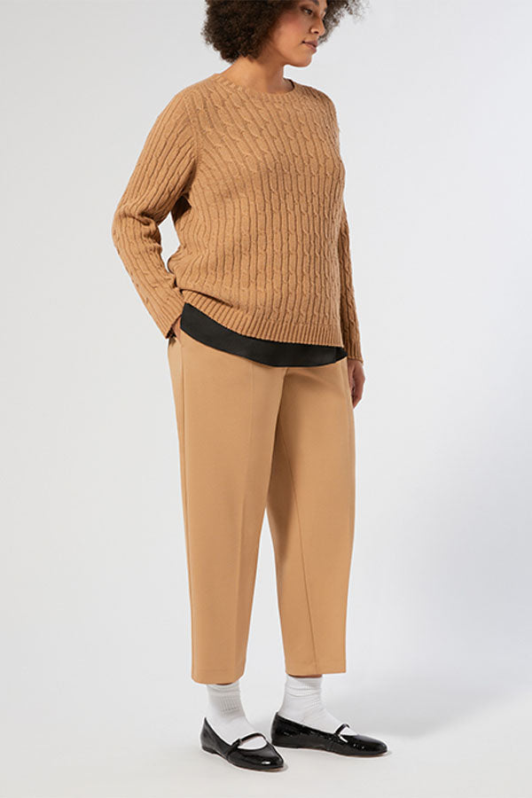 FARO CAMEL SCUBA JERSEY CROPPED TROUSERS