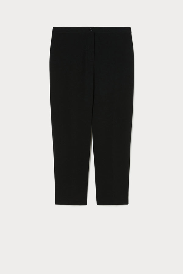 ZODIACO BLACK JERSEY CRÊPE SLIM-FIT TROUSERS