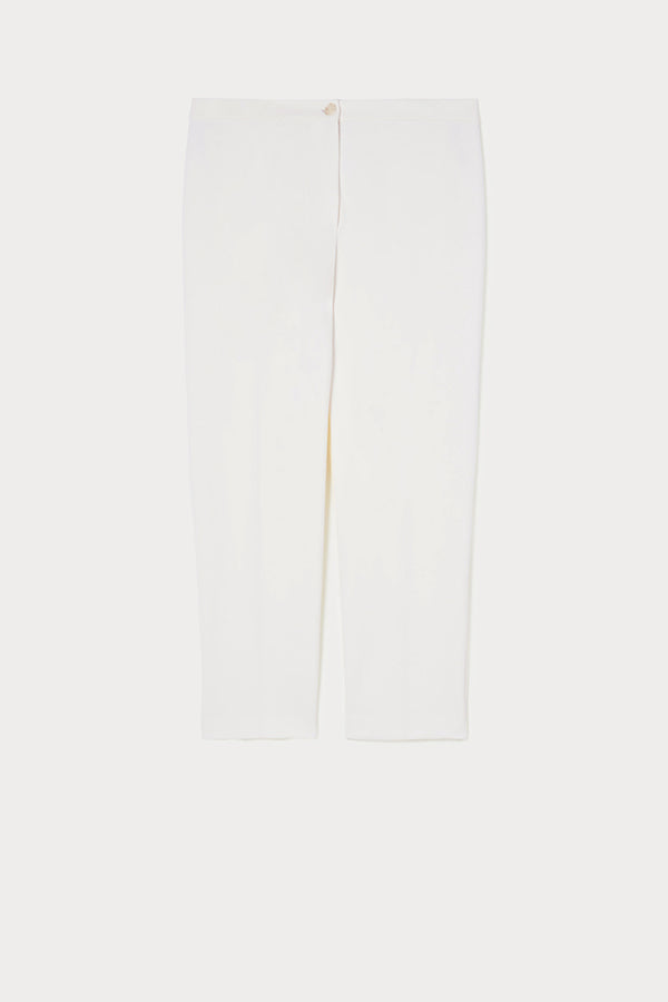 ZODIACO WHITE JERSEY CRÊPE SLIM-FIT TROUSERS