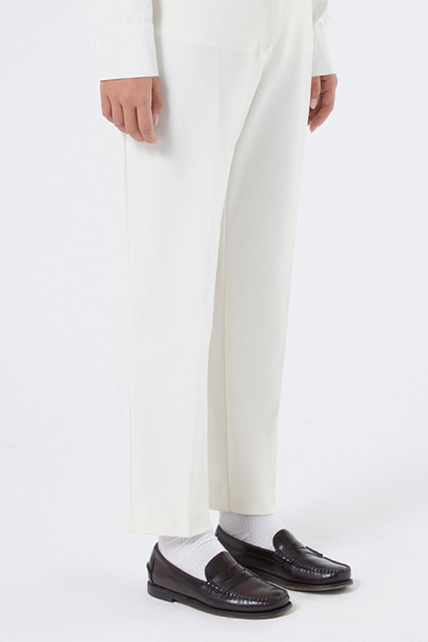 ZODIACO WHITE JERSEY CRÊPE SLIM-FIT TROUSERS