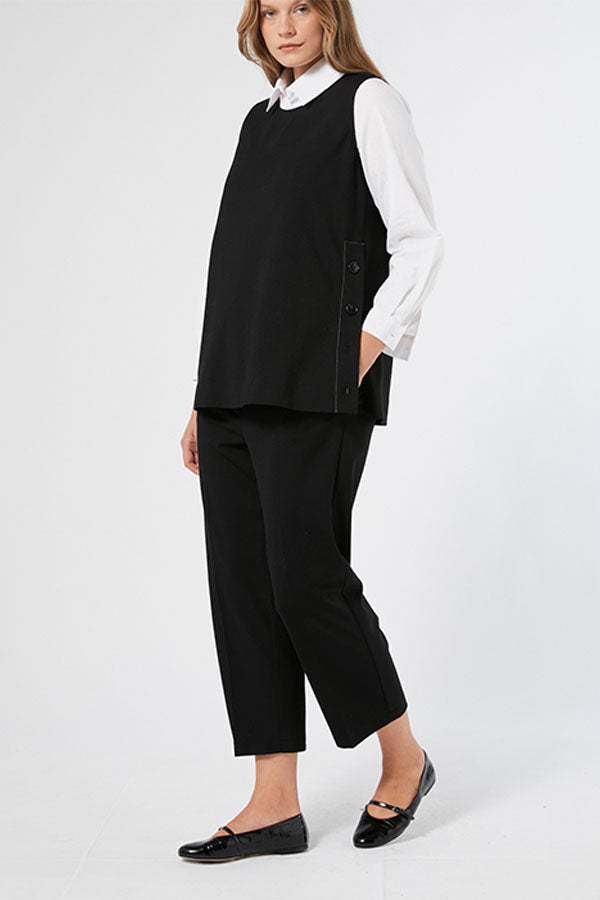 VIRTUS BLACK CROPPED JERSEY TROUSERS