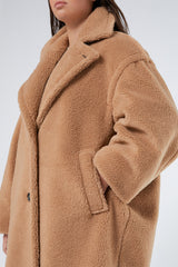 GRAZIA PLUSH-EFFECT JERSEY COAT