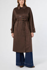 SALUBRE SUEDE EFFECT JERSEY TRENCH COAT