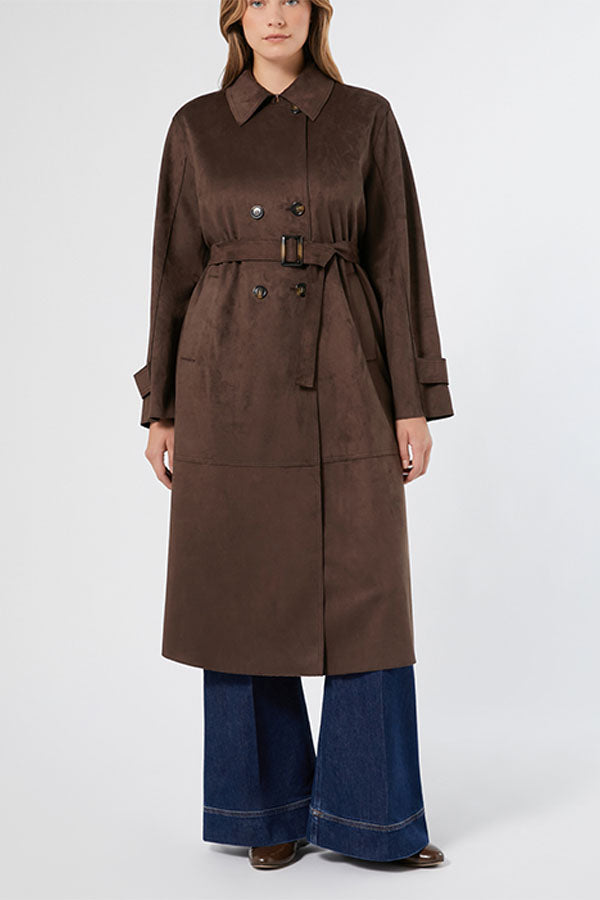 SALUBRE SUEDE EFFECT JERSEY TRENCH COAT