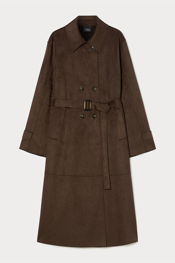 SALUBRE SUEDE EFFECT JERSEY TRENCH COAT