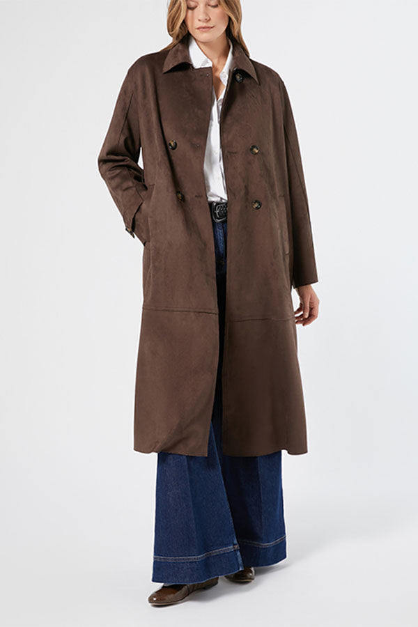 SALUBRE SUEDE EFFECT JERSEY TRENCH COAT