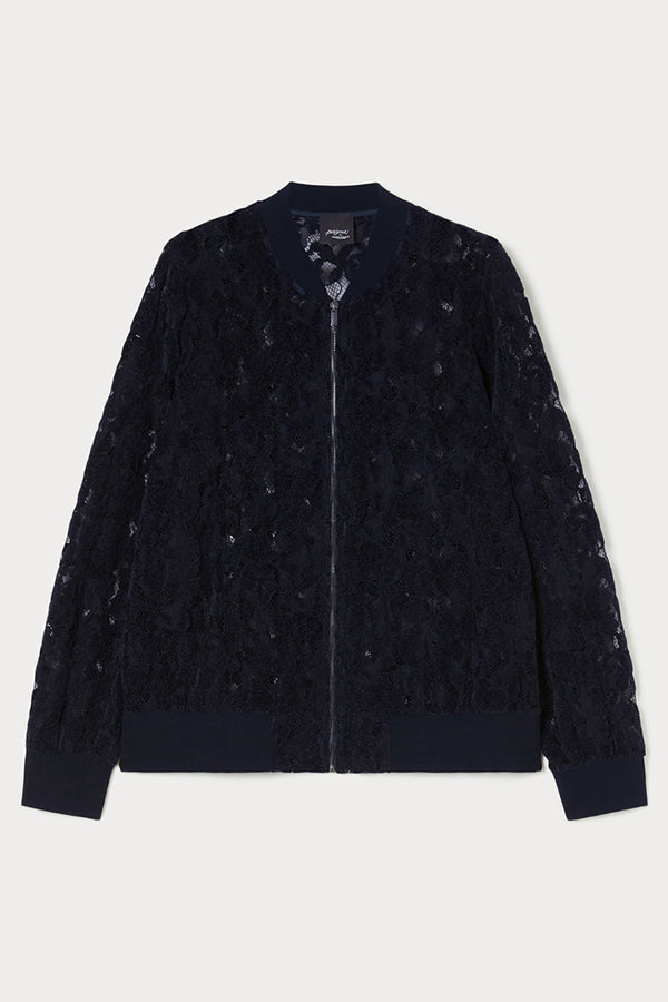 VAIMY VELVET LACE BOMBER JACKET