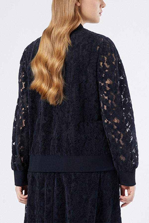 VAIMY VELVET LACE BOMBER JACKET