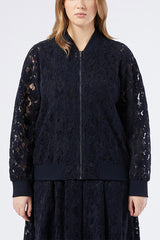 VAIMY VELVET LACE BOMBER JACKET