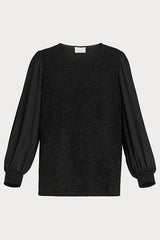 JENNI LAMÃ‰ BLACK JERSEY GEORGETTE SWEATSHIRT