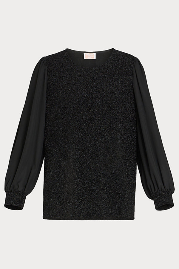 JENNI LAMÃ‰ BLACK JERSEY GEORGETTE SWEATSHIRT