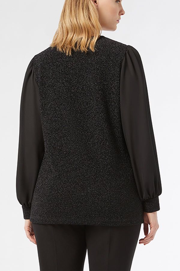 JENNI LAMÃ‰ BLACK JERSEY GEORGETTE SWEATSHIRT