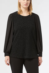 JENNI LAMÃ‰ BLACK JERSEY GEORGETTE SWEATSHIRT