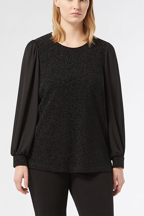 JENNI LAMÃ‰ BLACK JERSEY GEORGETTE SWEATSHIRT