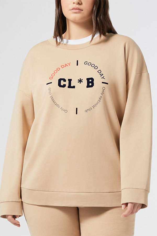 EMMA BEIGE COTTON PRINT SWEATSHIRT