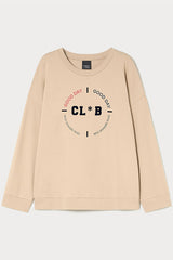 EMMA BEIGE COTTON PRINT SWEATSHIRT