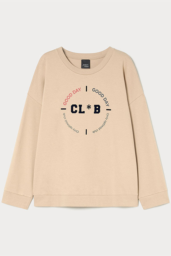 EMMA BEIGE COTTON PRINT SWEATSHIRT