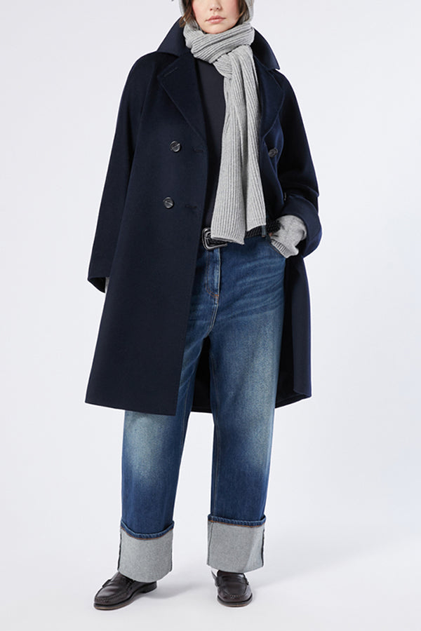 ABITURO BLUE STRETCH JERSEY POLO-NECK SWEATER
